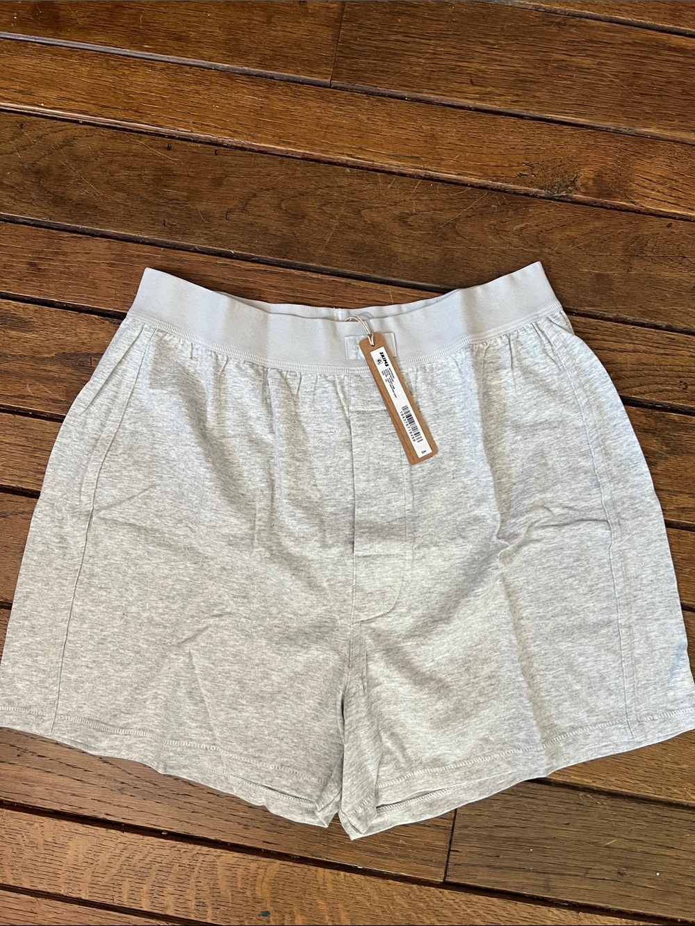 SKIMS Light Heather Grey Boyfriend Loose Boxer Shorts Pajama Shorts Size XS NWT